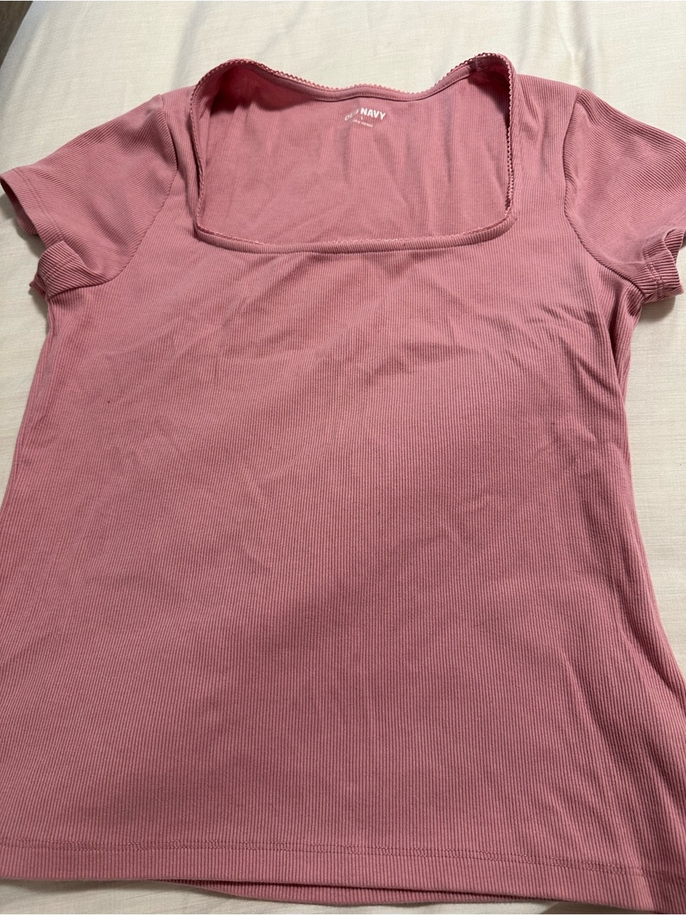 Old Navy Dusty Rose Ribbed Square-Neck Short Sleeve Tee